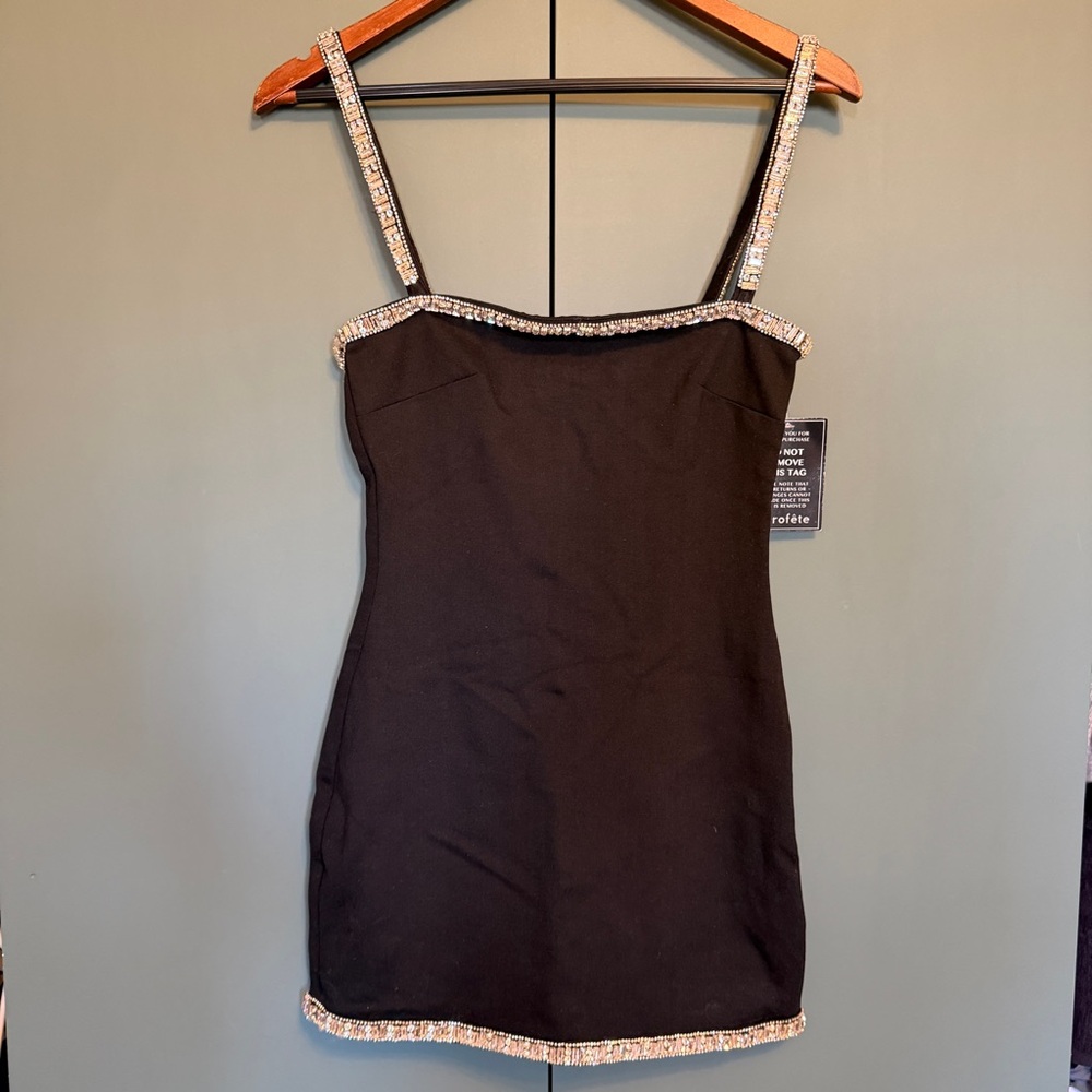 Nwt Retrofete Regina Dress Crystal-Embellished Mini Black size Xs - Picture 4 of 13